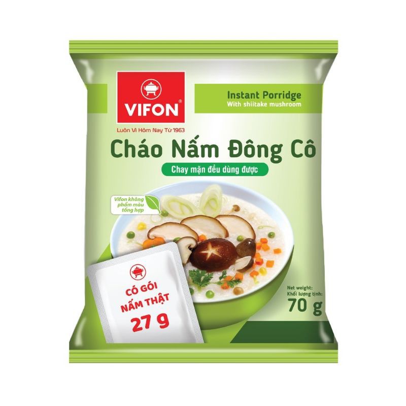 Cháo Chay Nấm Đông Cô ( Thùng 50 gói- 70gam/ gói)