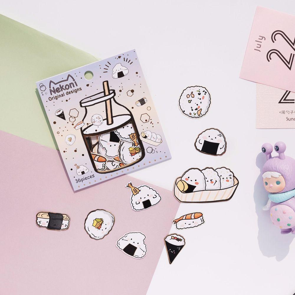 Set 36 Miếng Dán Trang Trí Sổ Tay Hình Chim Cánh Cụt / Hà Mã / Khỉ Đáng Yêu