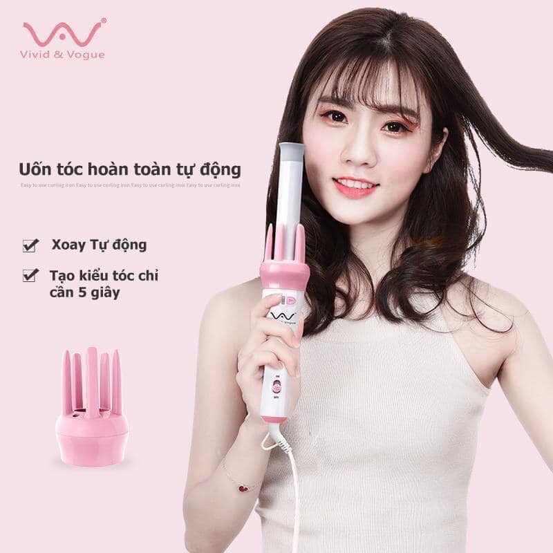 Máy uốn tóc xoăn xoay tự động 360 VIVID & VOGUA tặng kèm kẹp tóc và lược