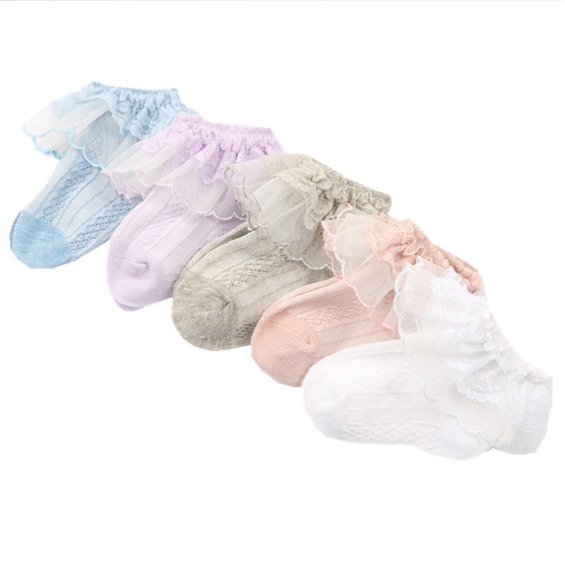 Vớ ren hoa thoáng khí cho bé gái sơ sinh từ 0-1 tuổi