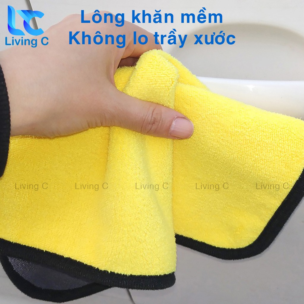 Khăn lau đa năng Microfiber Living C siêu thấm hút cực dày không đổ lông chuyên dụng cho xe hơi _KLX