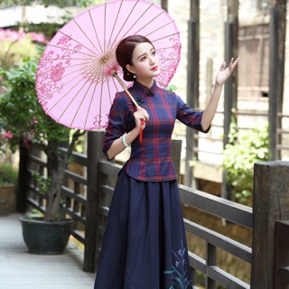 Áo sườn xám tay lỡ PMS55