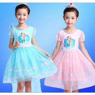 Váy Elsa kèm khăn choàng, gậy, vương miện.