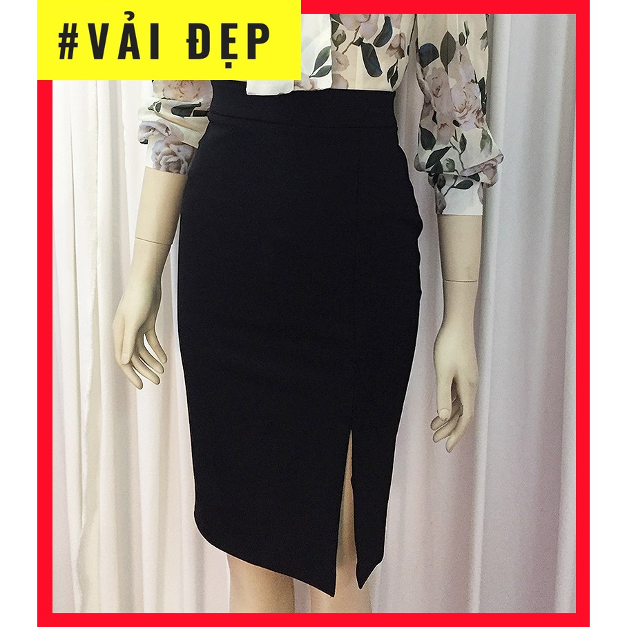 Chân Váy Bút Chì 💖𝑭𝒓𝒆𝒆𝒔𝒉𝒊𝒑💖 Chân Váy Công Sở Đen Xẻ Trước + Xẻ Sau
