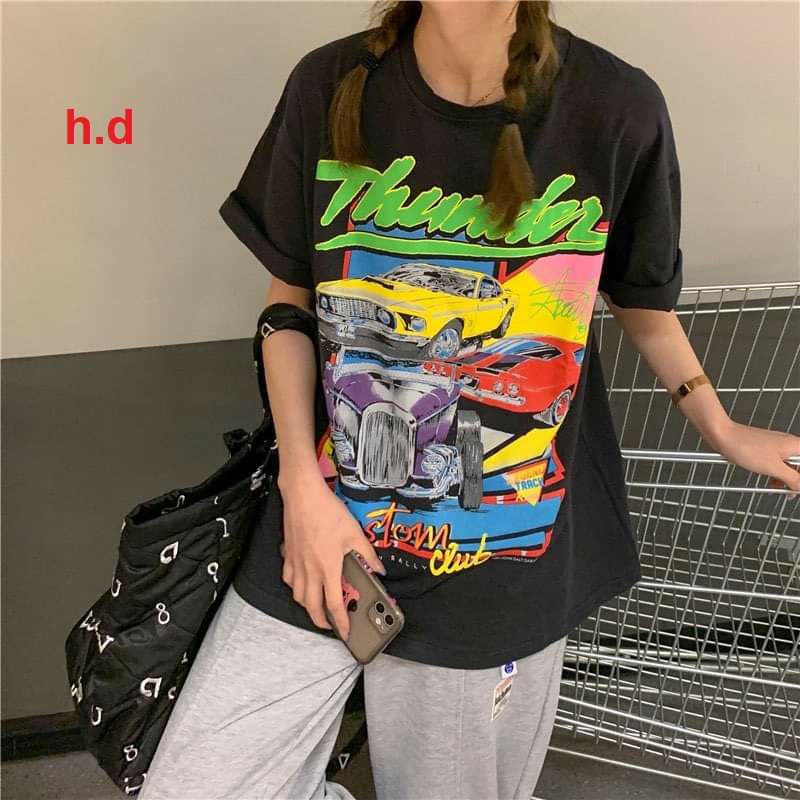 Áo Thun Cổ Tròn Phom Rộng Basic Phong Cách Ulzzang KusTom❤  Áo Cộc Tay Chất Liệu Cotton Unisex nam nữ