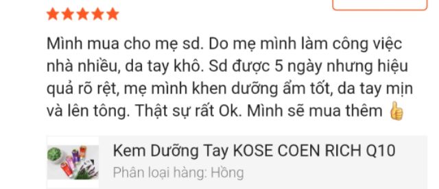 Kem Dưỡng Tay KOSE COEN RICH Q10