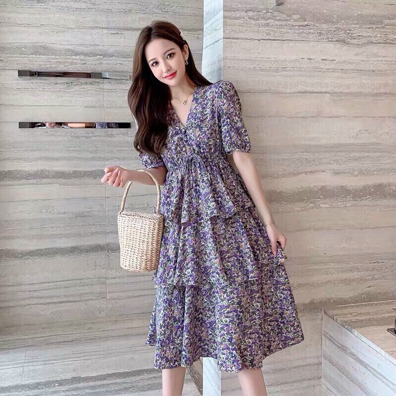 Đầm voan hoa 3 tầng⚡ ⚡ GIÁ RẺ⚡ ⚡ đầm voan hoa nhí đẹp chất liệu voan hoa thoáng mát👗👗 có thể sử dụng đi chơi dạo phố👗👗