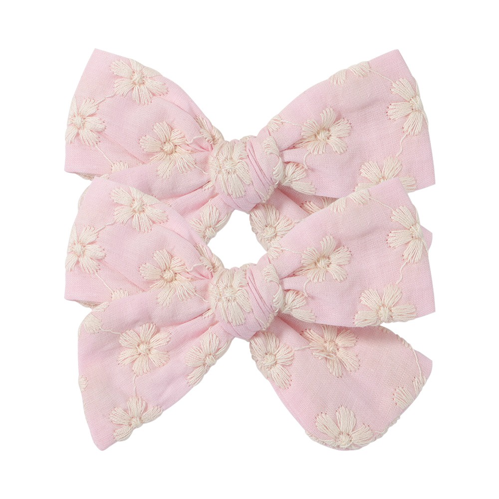 2 Kẹp tóc KIDSBOWS đính nơ vải cotton nhiều màu sắc dễ thương cho bé gái