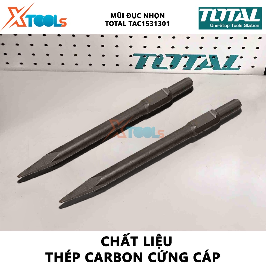 Mũi đục nhọn đuôi lục giác Total TAC1531301  | mũi đục nhọn size 30X 410mm, nhọn, độ bền cao, chịu nhiệt [XTOOLS]