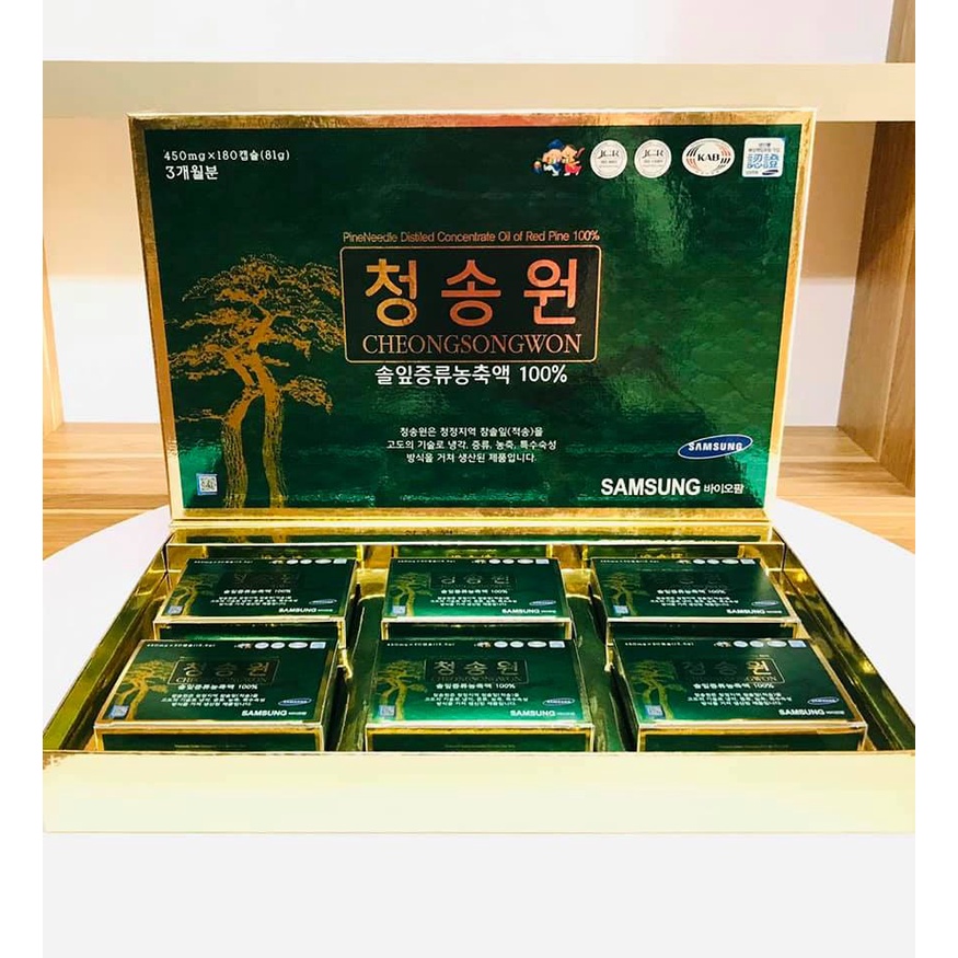 Tinh Dầu Thông Đỏ Cheongsongwon Hàn Quốc Hộp Xanh 180v hoanggamkorea