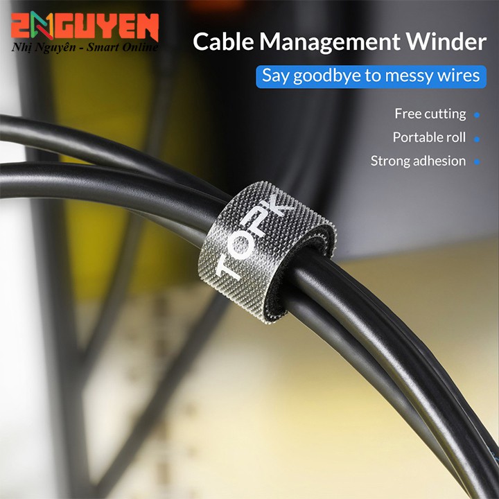 Dây quấn chống rối TOPK cố định dây cáp, tai nghe, dây sạc, dây điện Gọn Gàng Tiện Dụng_Băng dán velcro | BigBuy360 - bigbuy360.vn