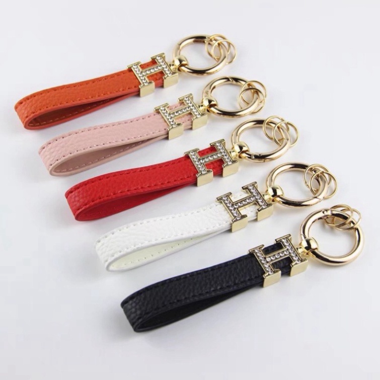 Móc khoá da chữ H móc chìa khóa cao cấp nhiều màu cho xe hơi xe máy Sasa shop