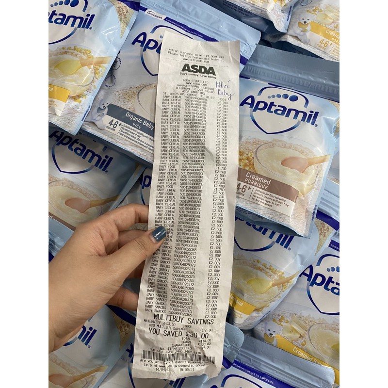 Bột ăn dặm Aptamil cho bé 4/6m+ túi zip 125g (air Anh Quốc)