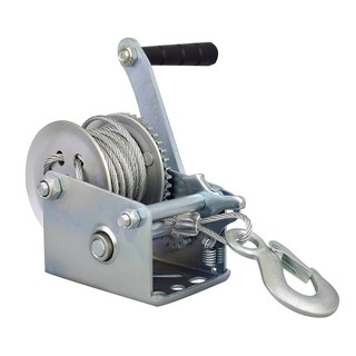 Tời Quay Tay 1600LBS - tải trọng 726kg - thép đặc không rỉ - có móc, có cáp - có lẫy đảo chiều