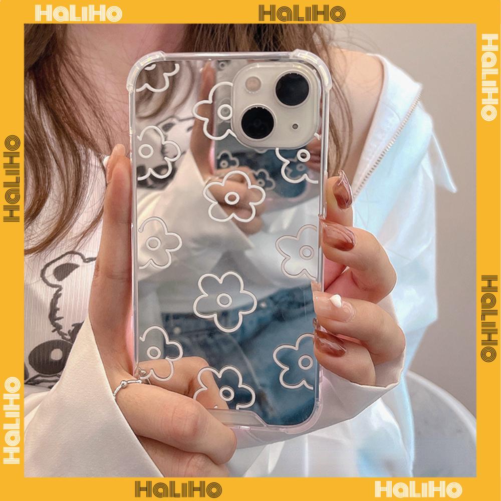 iPhone Case Acrylic Luxury Makeup Mirror Airbag Shockproof Protection Camera Flowers Simple Cute Compatible For iPhone 11 iPhone 13 Pro Max iPhone 12 Pro Max iPhone 7Plus iPhone xr
