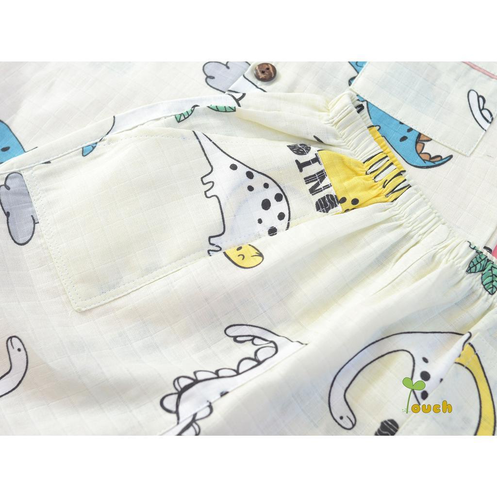 SALE Pyjama ngắn cho bé trai họa tiết khủng long chất xô cotton Touch