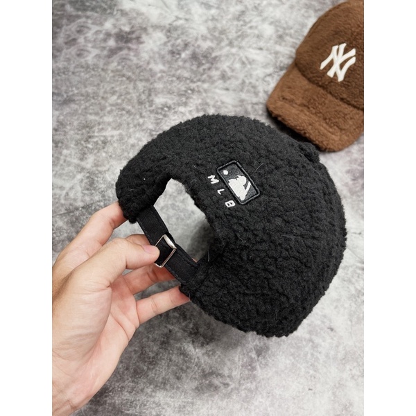 Mũ MLB LÔNG Đen ,Nâu unisex N/Y Fleece cap, Nón thời trang cá tính