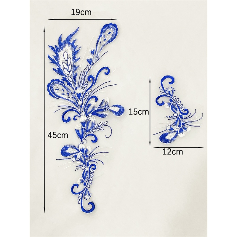 Miếng Vải Ren Thêu Hoa Đính Đá Sapphire Tinh Tế Thời Trang May Vá Quần Áo Diy