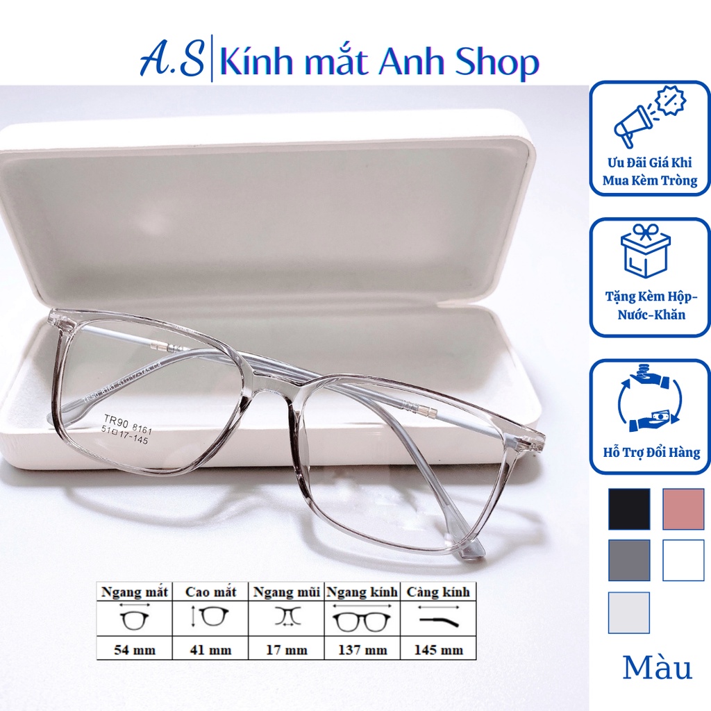 Gọng kính kính thời trang kính vuông chất liệu nhựa dẻo hot trend 8161