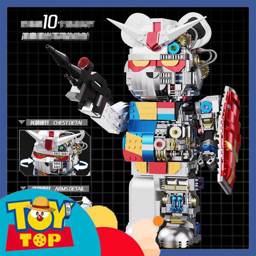 Đồ chơi lắp ráp dạng mô hình bearbrick gấu máy 400% bán x-ray dạng robot gundam xếp hình Wangao 188002