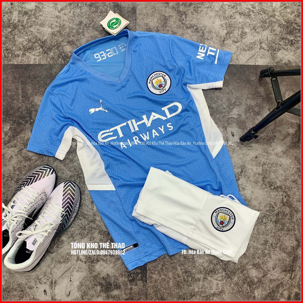 Áo Đấu Chính thức Mancity 2022Freeship Bộ quần áo bóng Đá MC Mancity sân nhà 2022, áo mancity 2021/22 vải thái cao cấp