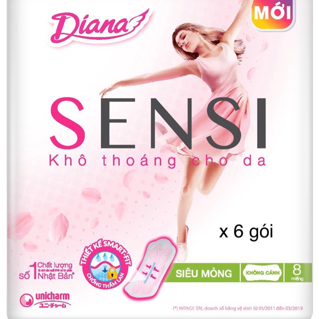 Băng vệ sinh Diana Sensi siêu mỏng có cánh 8 miếng