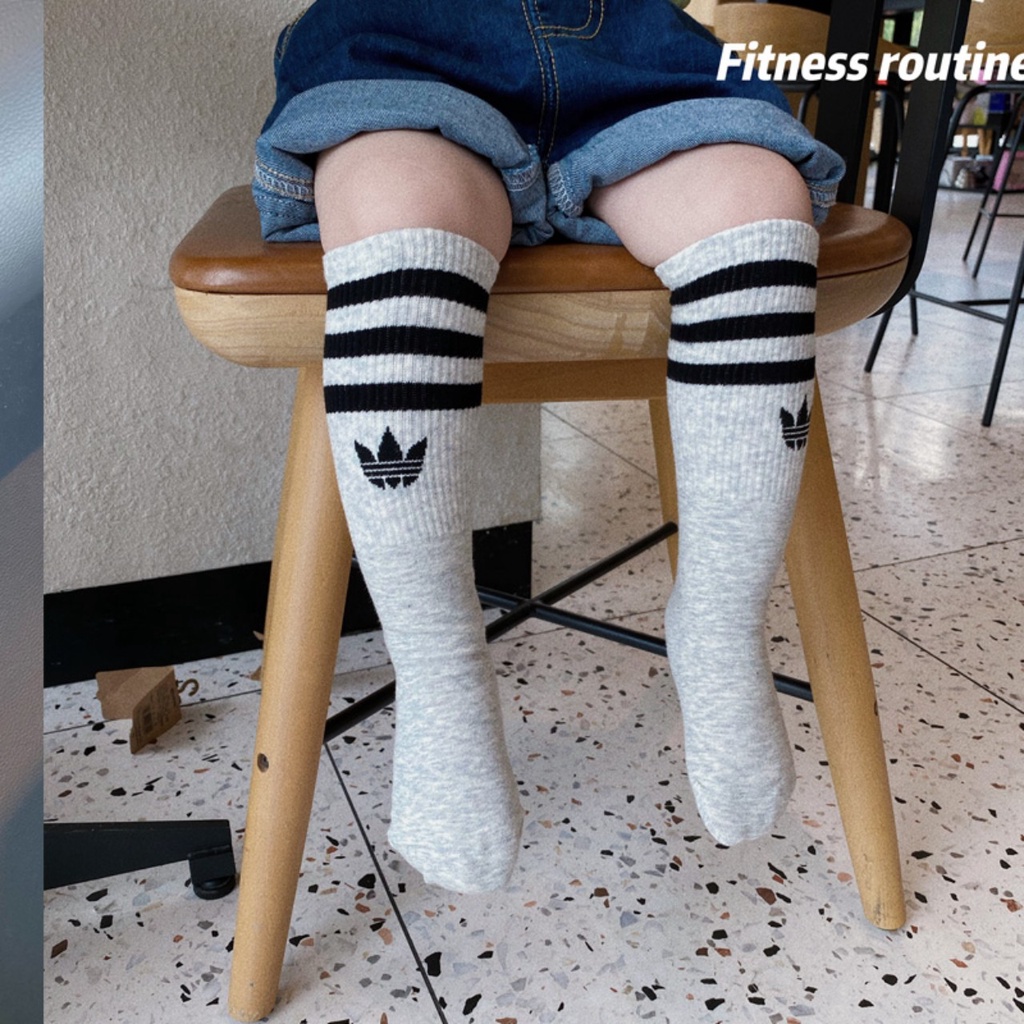 Tất thể thao cá tính dài đến gối cho bé - vớ số thê thao, sợi dệt cotton ấm áp gân tăm cho bé trai, bé gái