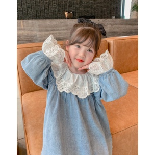 Váy bò phối ren tiểu thư cho bé gái đủ size 2022