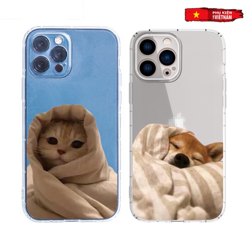 Ốp lưng iphone 6, 6s plus, 7 8 Plus, X, XS, XR, XSMAX, 11, 12, 13 PROMAX TRONG SUỐT CHÓ, MÈO DỄ THƯƠNG PKVN