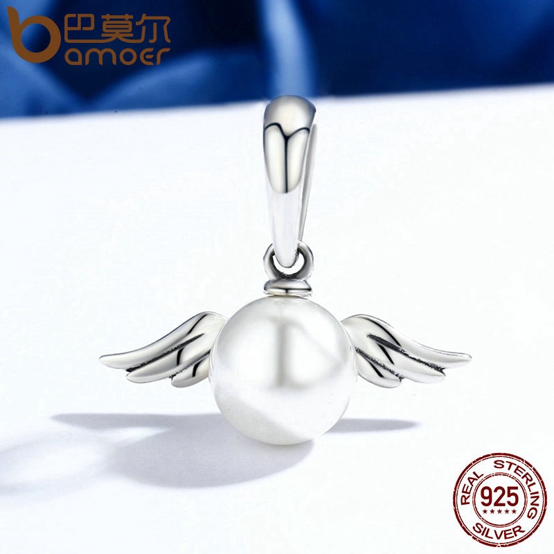 Mặt Dây Chuyền Bamoer Bằng Bạc 925 Hình Đôi Cánh Thiên Thần Xinh Xắn