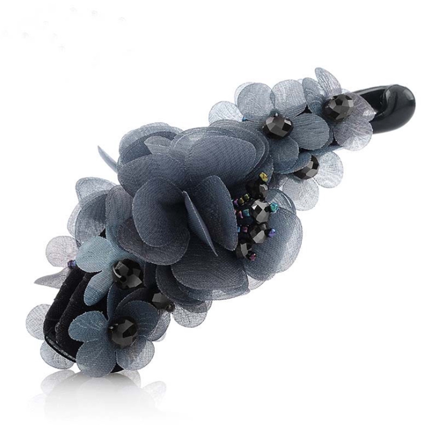 Kẹp tóc phối ren hoa dệt bằng tay có xâu hạt thời trang Hàn Quốc