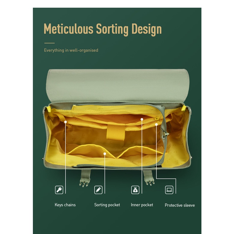 MAH Siro Ba lô máy tính xách tay nữ  chống thấm nước màu xanh lá cây xương rồng phong cách Hàn Quốc thời trang