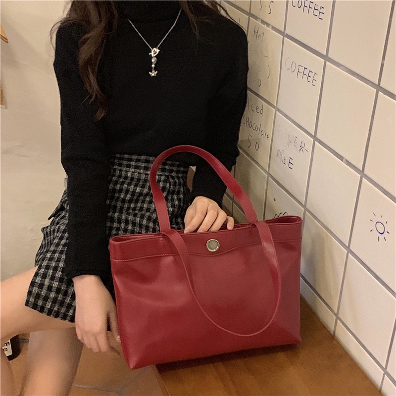 Túi Đeo Vai Cỡ Lớn Bằng Da Bóng Phong Cách retro Thời Trang Cho Nữ