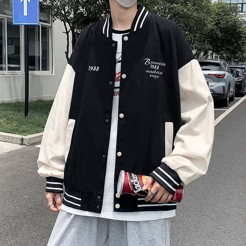Áo varsity jacket 2022 , áo khoác bomber nam form rộng màu đen xám chất nỉ đẹp thời trang unisex