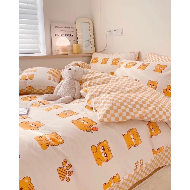Set Bộ Vỏ Chăn Ga Cotton Living, Hoạ Tiết Gấu Giáng Sinh Dễ Thương_shinbedding