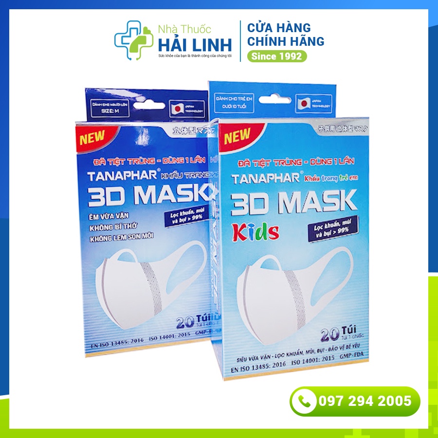 [1 cái] Khẩu trang trẻ em, người lớn 3D Mask của Tanaphar