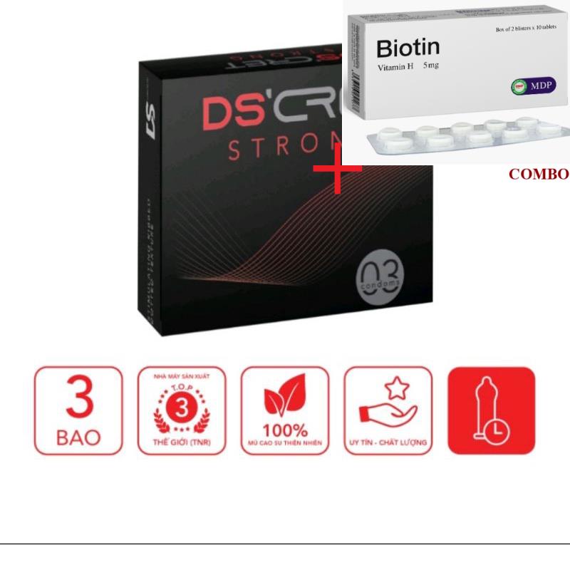 Combo Biotin 5mg+ Bao cao su DS'CRET hàng chính chãng
