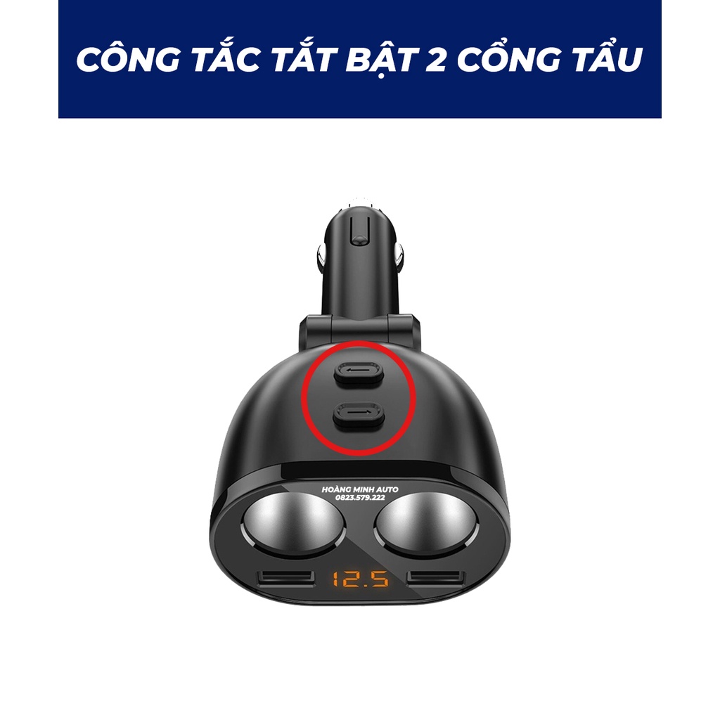 Tẩu sạc chia sạc ô tô hyundai cao cấp HY-16 (Bảo hành 12 tháng)