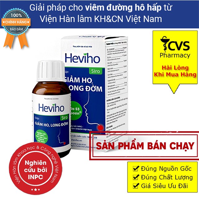 Siro Heviho - Hỗ Trợ Giảm Ho, Đau Rát Họng, Long Đờm (Lọ 100ml)