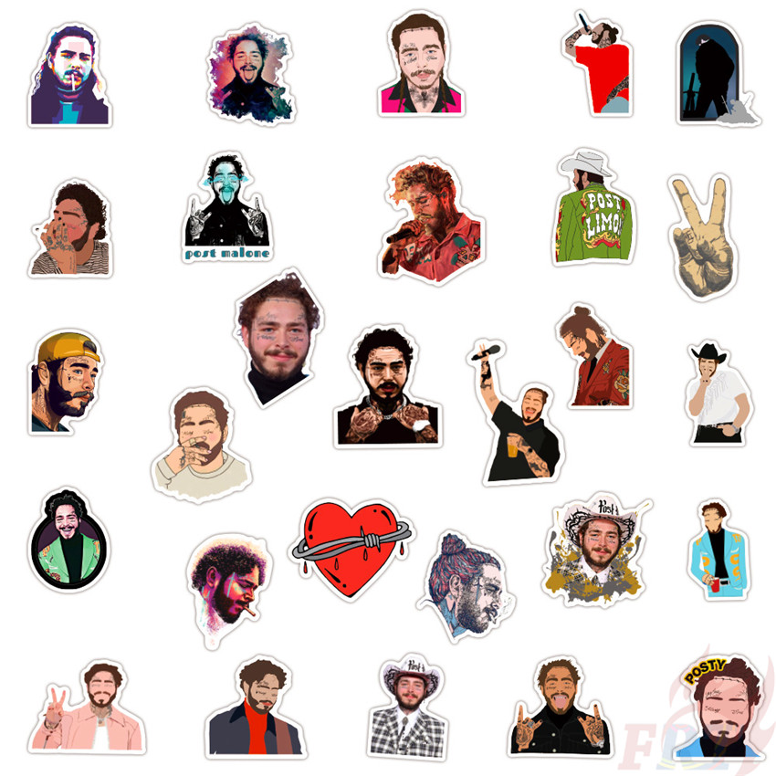 Set 50 nhãn dán họa tiết Post Malone Series 01 - ca sĩ nhạc POP trang trí laptop/hành lý/ván trượt