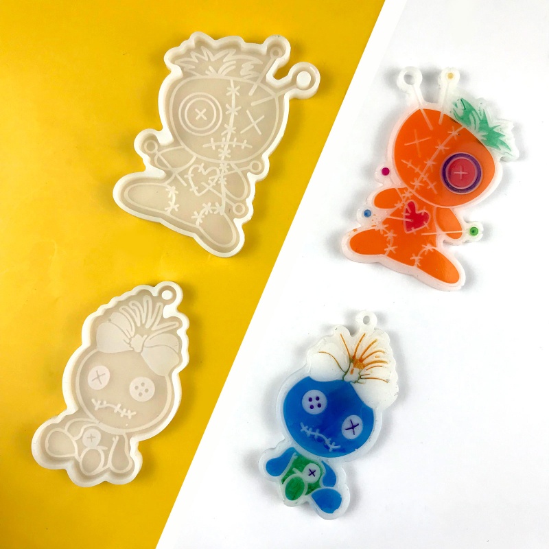 Khuôn Silicone Làm Móc Khóa Búp Bê DIY Sáng Bóng