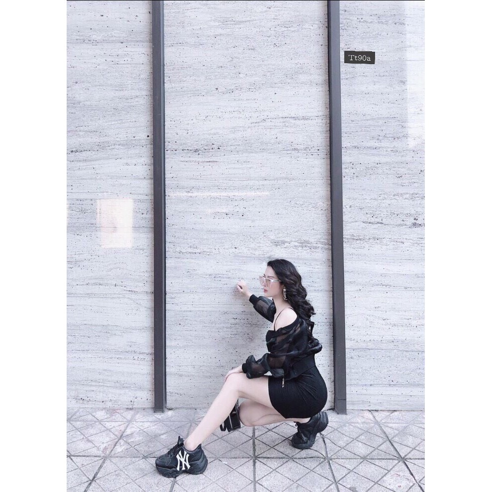 Siêu phẩm đầm 2 dây bún kèm áo khoác voan xinh xắn cá tính cực hot