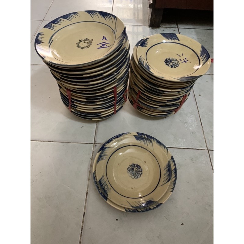DĨA PHẾCH XANH KIỂU XƯA SIZE 17cm và 19cm