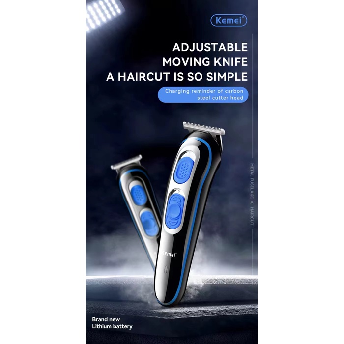 Tông đơ cắt tóc không dây KEMEI kèm lưỡi dao có thể tháo rời và điều chỉnh được chuyên nghiệp dành cho nam