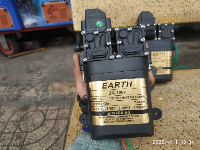 Máy bơm nước mini 12v đôi 100w  EARTH chính hãng tặng kèm ren 17__13mm