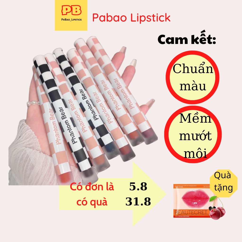 Son nội địa Trung Son kem lì PHANTOM Bear ô vuông màu phong cách cá tính