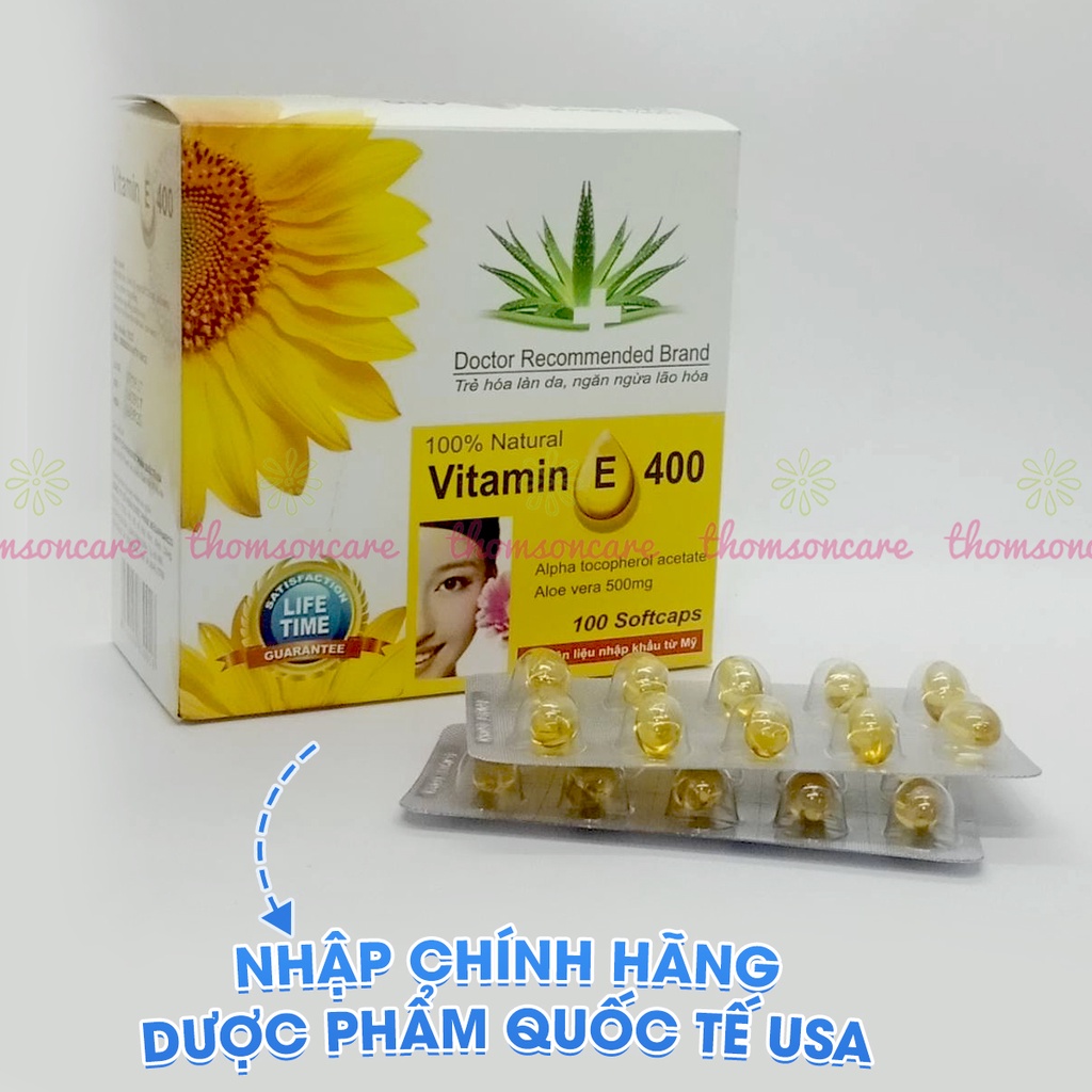 Viên uống Vitamin E 400 iu Giúp làm đẹp da - bổ sung vtm E 400mg ngăn ngừa lão hóa, tốt cho sinh lý