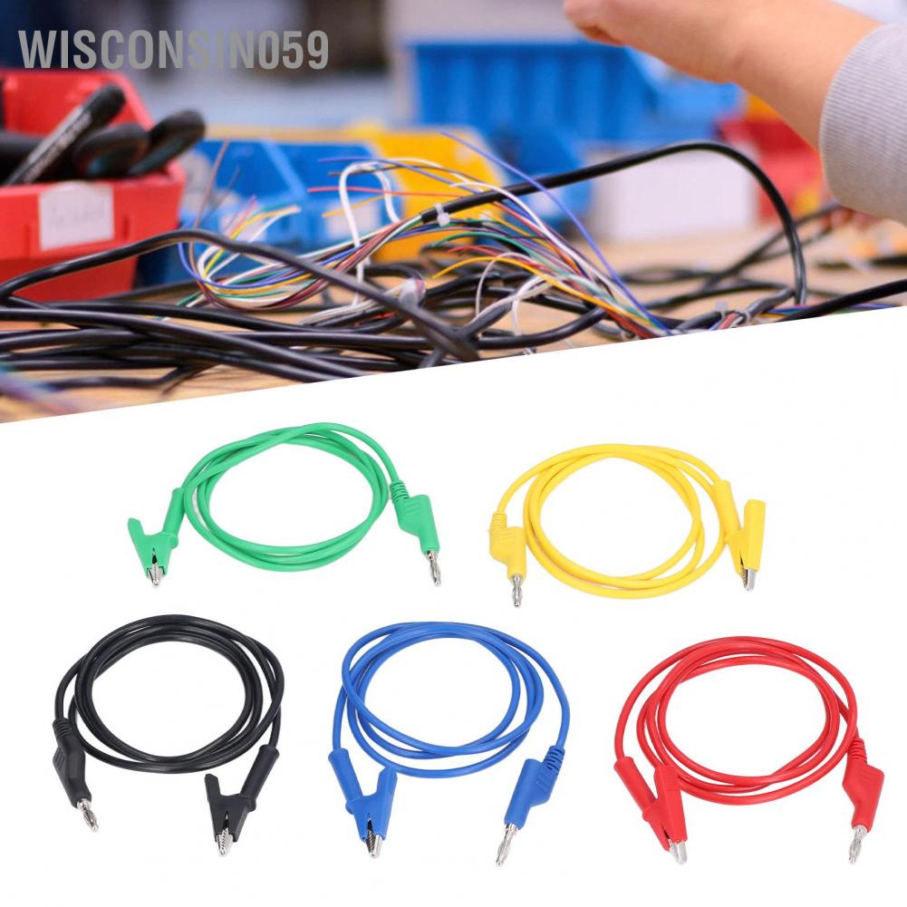 Wisconsin059 5Pcs Multimeter Test Lead Kit Banana Plug to Crocodile Clip Electrical Testing Wire JT70054‑1