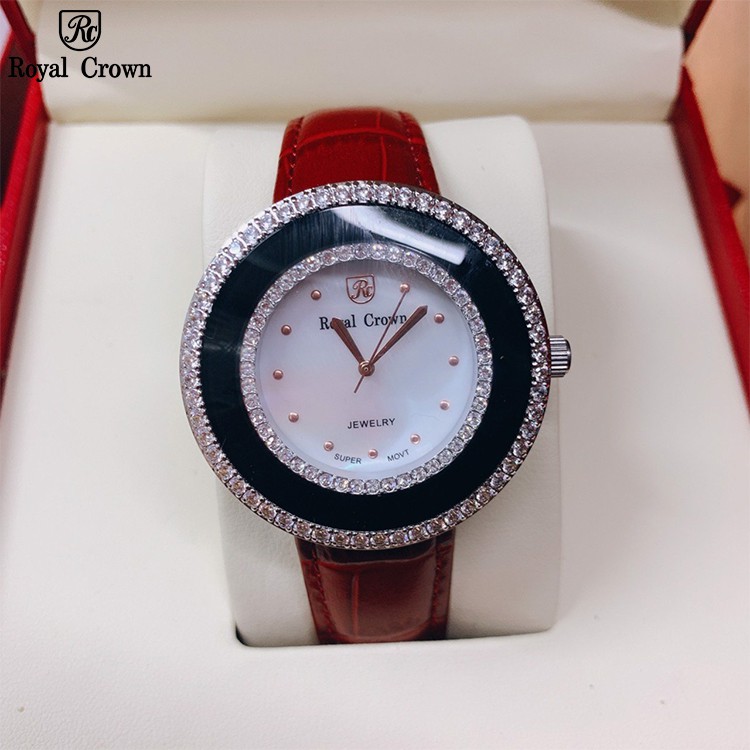 Đồng Hồ Nữ Royal Crown 3776 Chính Hãng Mặt Xà Cừ Dây Da