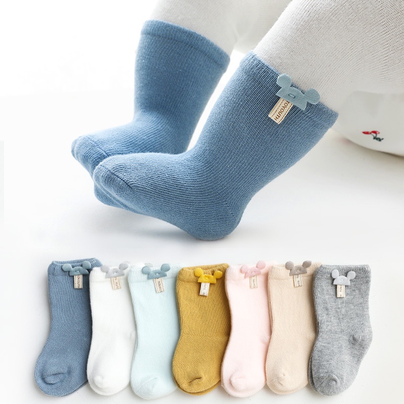 Tất vớ cho bé sơ sinh đến 3t tất chất cotton mềm mại vớ họa tiết chuột dễ thương dày dặn ấm áp - Nắng Của Mẹ_CHUOTDAY